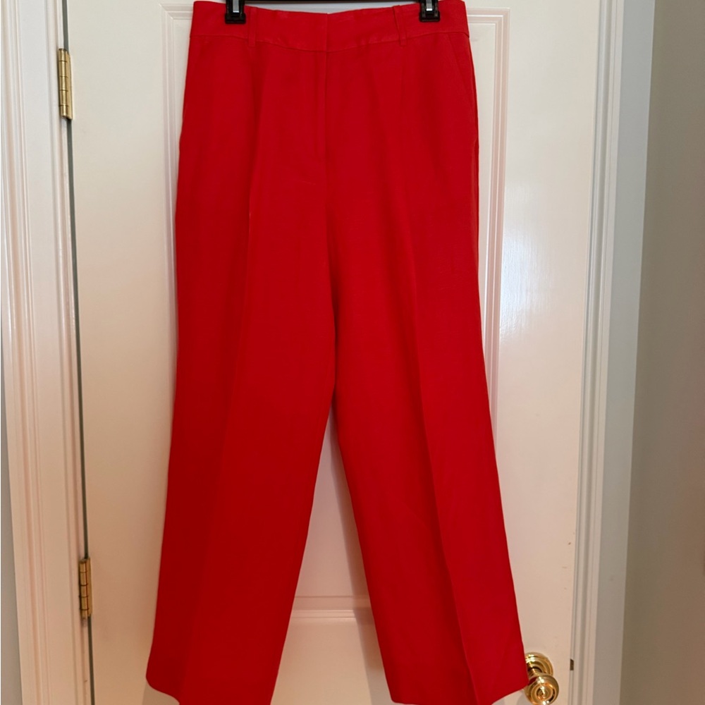 LOFT Bright Red Wide-Leg Trousers
